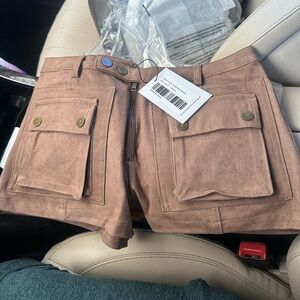 Princess Polly Hendrick Faux Suede short Brown